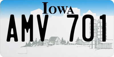 IA license plate AMV701