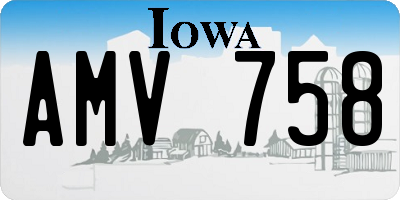 IA license plate AMV758