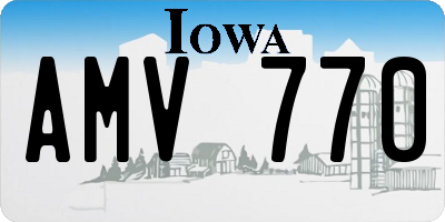 IA license plate AMV770