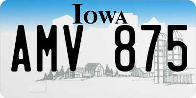 IA license plate AMV875