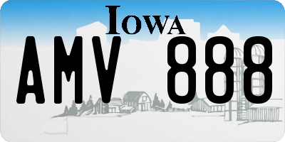 IA license plate AMV888