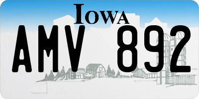 IA license plate AMV892