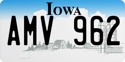 IA license plate AMV962