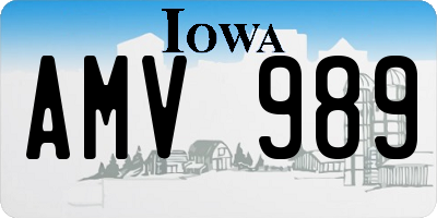 IA license plate AMV989