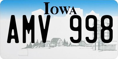 IA license plate AMV998