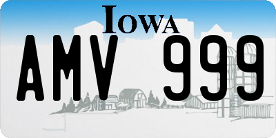 IA license plate AMV999