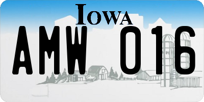 IA license plate AMW016