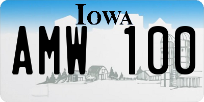 IA license plate AMW100