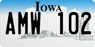 IA license plate AMW102