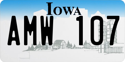 IA license plate AMW107