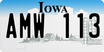 IA license plate AMW113