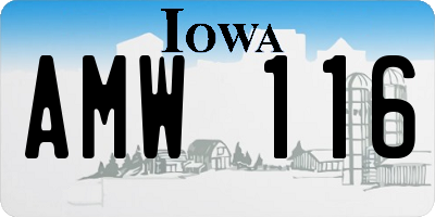 IA license plate AMW116