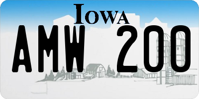 IA license plate AMW200