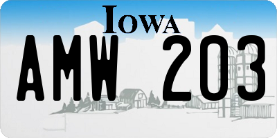 IA license plate AMW203