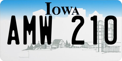 IA license plate AMW210