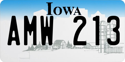 IA license plate AMW213