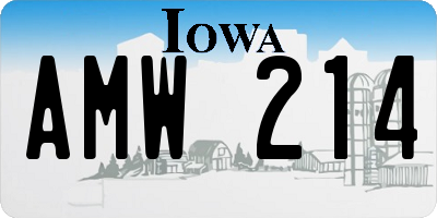 IA license plate AMW214