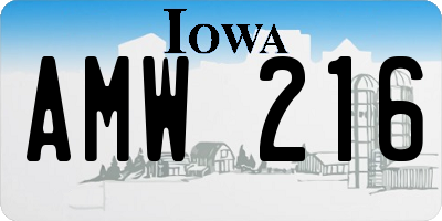 IA license plate AMW216