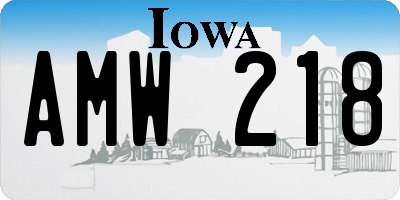 IA license plate AMW218