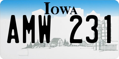 IA license plate AMW231
