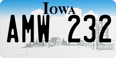 IA license plate AMW232