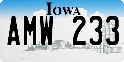 IA license plate AMW233
