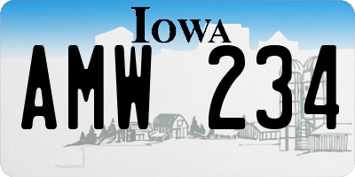 IA license plate AMW234