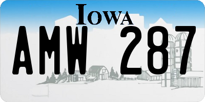 IA license plate AMW287