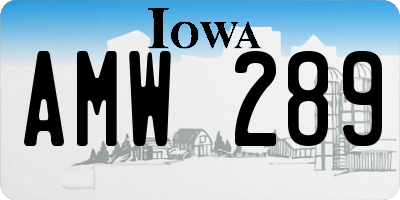IA license plate AMW289
