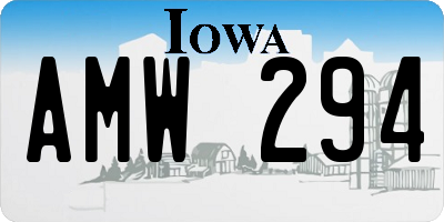 IA license plate AMW294