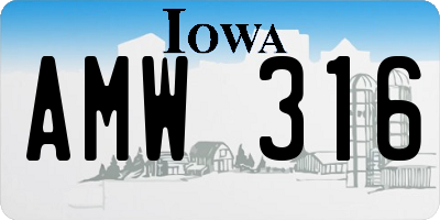 IA license plate AMW316