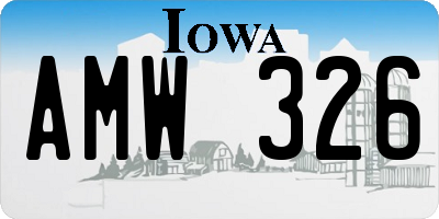 IA license plate AMW326