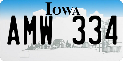 IA license plate AMW334