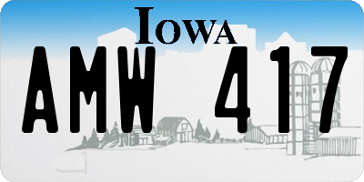 IA license plate AMW417