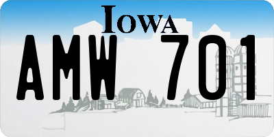 IA license plate AMW701