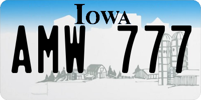 IA license plate AMW777