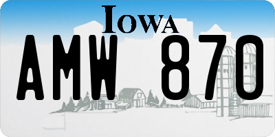 IA license plate AMW870