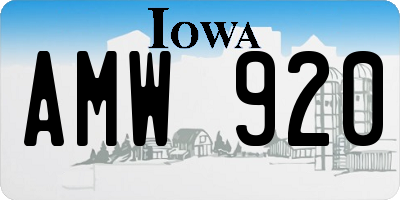 IA license plate AMW920