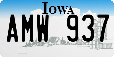 IA license plate AMW937