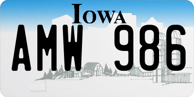 IA license plate AMW986