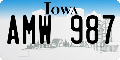 IA license plate AMW987