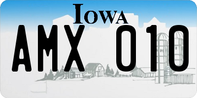 IA license plate AMX010