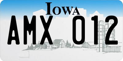 IA license plate AMX012