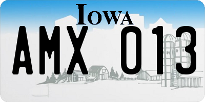 IA license plate AMX013