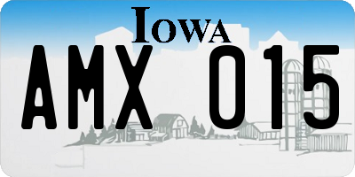 IA license plate AMX015
