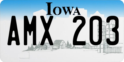 IA license plate AMX203