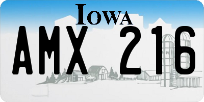 IA license plate AMX216