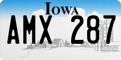 IA license plate AMX287