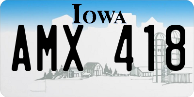 IA license plate AMX418