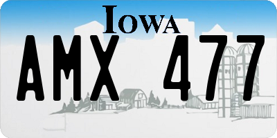 IA license plate AMX477